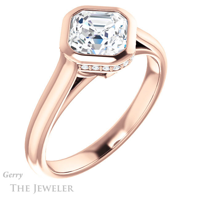 14k Rose Gold Asscher Cut Forever One Engagement Ring Setting #GTJ1242-asscher-fo-r 4 14k Rose Gold Asscher Cut Forever One Engagement Ring Setting #GTJ1242-asscher-fo-r