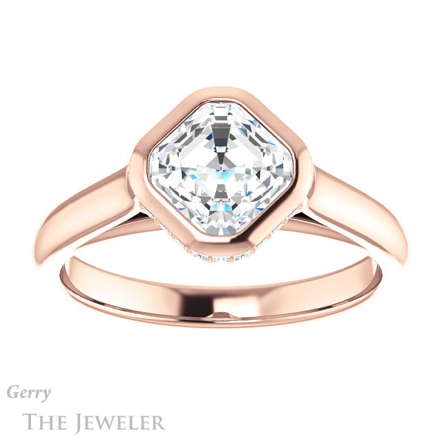 14k Rose Gold Asscher Cut Forever One Engagement Ring Setting #GTJ1242-asscher-fo-r
