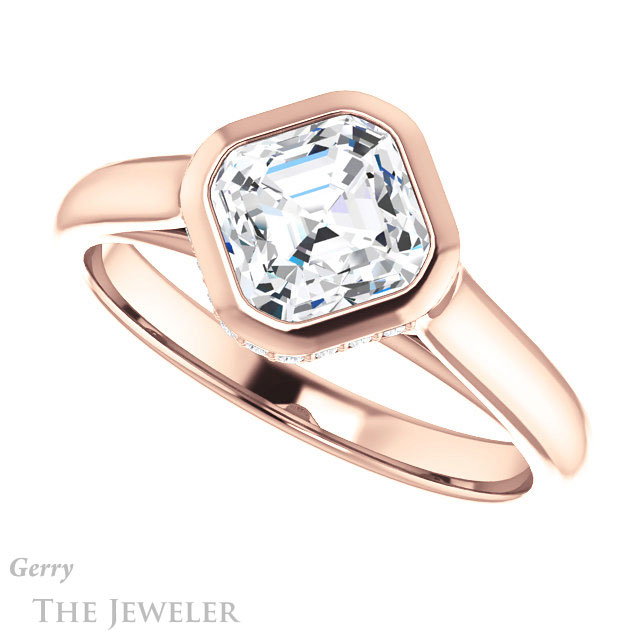 14k Rose Gold Asscher Cut Forever One Engagement Ring Setting #GTJ1242-asscher-fo-r 5 14k Rose Gold Asscher Cut Forever One Engagement Ring Setting #GTJ1242-asscher-fo-r