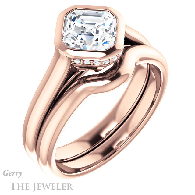 14k Rose Gold Asscher Cut Forever One Engagement Ring Setting #GTJ1242-asscher-fo-r 6 14k Rose Gold Asscher Cut Forever One Engagement Ring Setting #GTJ1242-asscher-fo-r