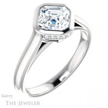 14k White Gold Asscher Cut Forever One Engagement Ring Setting #GTJ1242-asscher-fo-w 4 14k White Gold Asscher Cut Forever One Engagement Ring Setting #GTJ1242-asscher-fo-w