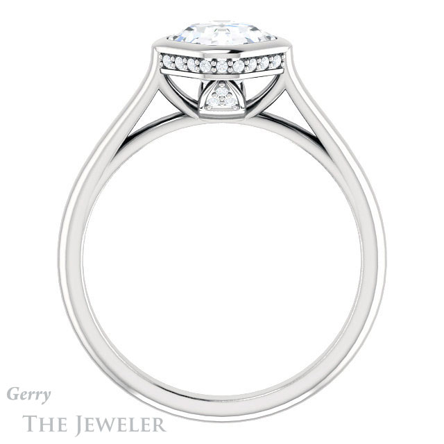 14k White Gold Asscher Cut Forever One Engagement Ring Setting #GTJ1242-asscher-fo-w