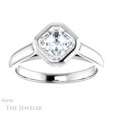 14k White Gold Asscher Cut Forever One Engagement Ring Setting #GTJ1242-asscher-fo-w 1 14k White Gold Asscher Cut Forever One Engagement Ring Setting #GTJ1242-asscher-fo-w