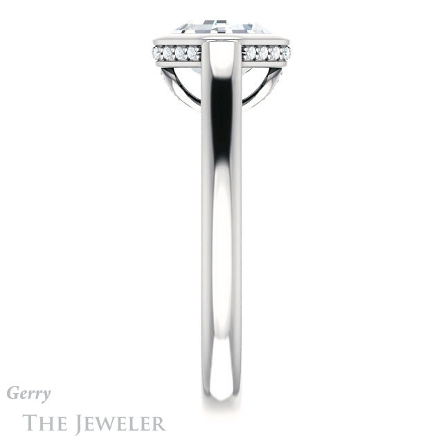 14k White Gold Asscher Cut Forever One Engagement Ring Setting #GTJ1242-asscher-fo-w 3 14k White Gold Asscher Cut Forever One Engagement Ring Setting #GTJ1242-asscher-fo-w