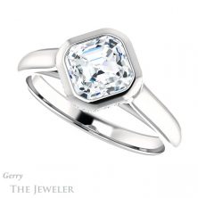 14k White Gold Asscher Cut Forever One Engagement Ring Setting #GTJ1242-asscher-fo-w 5 14k White Gold Asscher Cut Forever One Engagement Ring Setting #GTJ1242-asscher-fo-w