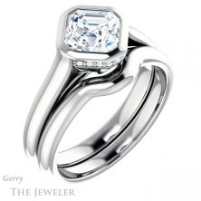 14k White Gold Asscher Cut Forever One Engagement Ring Setting #GTJ1242-asscher-fo-w 6 14k White Gold Asscher Cut Forever One Engagement Ring Setting #GTJ1242-asscher-fo-w