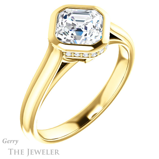 14k Yellow Gold Asscher Cut Forever One Engagement Ring Setting #GTJ1242-asscher-fo-y 4 14k Yellow Gold Asscher Cut Forever One Engagement Ring Setting #GTJ1242-asscher-fo-y