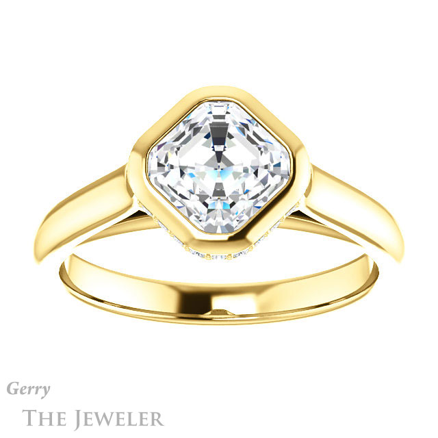 14k Yellow Gold Asscher Cut Forever One Engagement Ring Setting #GTJ1242-asscher-fo-y