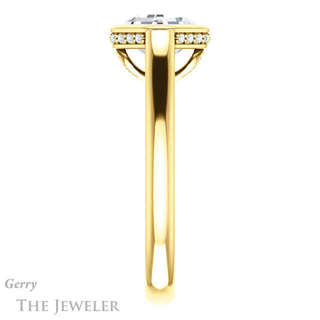 14k Yellow Gold Asscher Cut Forever One Engagement Ring Setting #GTJ1242-asscher-fo-y 3 14k Yellow Gold Asscher Cut Forever One Engagement Ring Setting #GTJ1242-asscher-fo-y