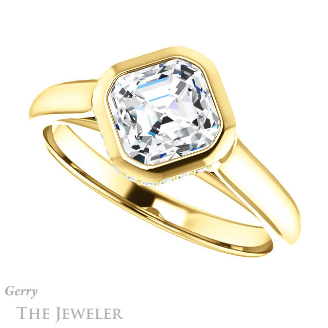 14k Yellow Gold Asscher Cut Forever One Engagement Ring Setting #GTJ1242-asscher-fo-y 5 14k Yellow Gold Asscher Cut Forever One Engagement Ring Setting #GTJ1242-asscher-fo-y