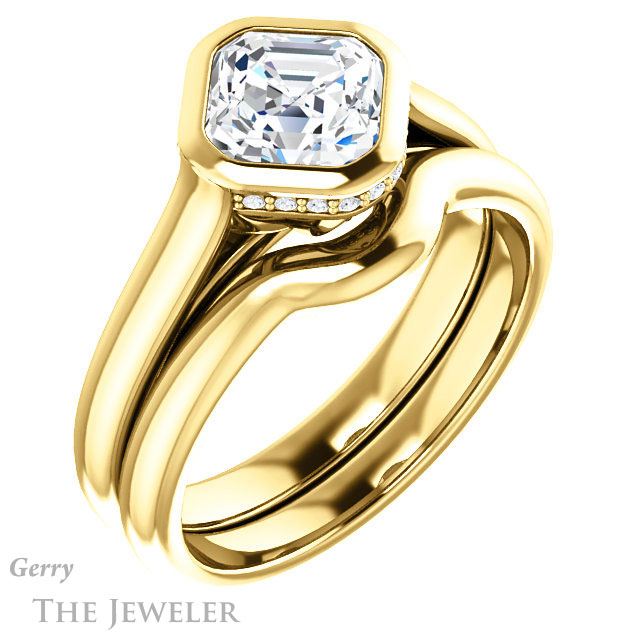 14k Yellow Gold Asscher Cut Forever One Engagement Ring Setting #GTJ1242-asscher-fo-y 6 14k Yellow Gold Asscher Cut Forever One Engagement Ring Setting #GTJ1242-asscher-fo-y