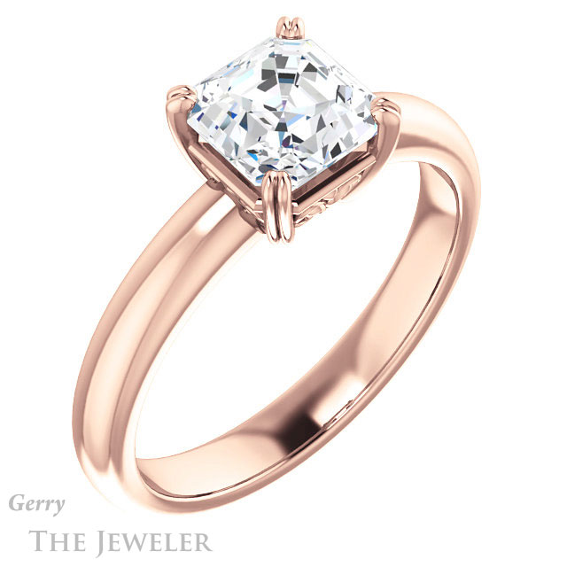 14k Rose Gold Asscher Cut Forever One Engagement Ring Setting #GTJ1243-asscher-fo-r 4 14k Rose Gold Asscher Cut Forever One Engagement Ring Setting #GTJ1243-asscher-fo-r