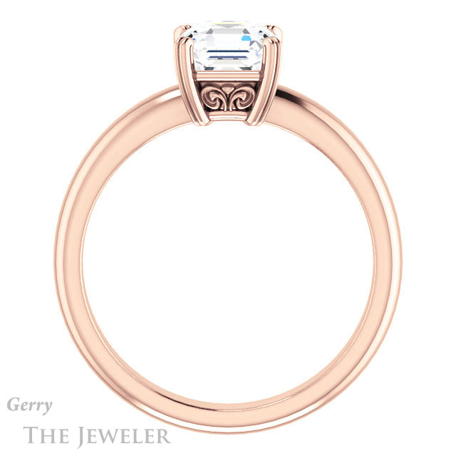 14k Rose Gold Asscher Cut Forever One Engagement Ring Setting #GTJ1243-asscher-fo-r