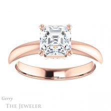 14k Rose Gold Asscher Cut Forever One Engagement Ring Setting #GTJ1243-asscher-fo-r 1 14k Rose Gold Asscher Cut Forever One Engagement Ring Setting #GTJ1243-asscher-fo-r