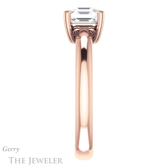 14k Rose Gold Asscher Cut Forever One Engagement Ring Setting #GTJ1243-asscher-fo-r 3 14k Rose Gold Asscher Cut Forever One Engagement Ring Setting #GTJ1243-asscher-fo-r