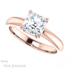 14k Rose Gold Asscher Cut Forever One Engagement Ring Setting #GTJ1243-asscher-fo-r 5 14k Rose Gold Asscher Cut Forever One Engagement Ring Setting #GTJ1243-asscher-fo-r