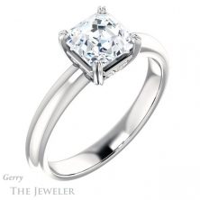14k White Gold Asscher Cut Forever One Engagement Ring Setting #GTJ1243-asscher-fo-w