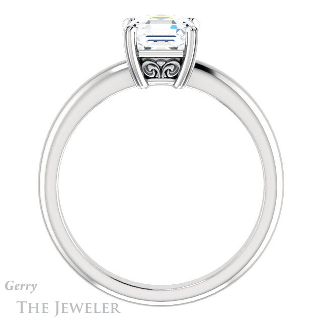 14k White Gold Asscher Cut Forever One Engagement Ring Setting #GTJ1243-asscher-fo-w