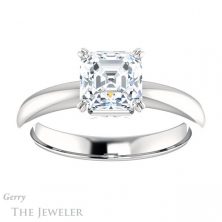 14k White Gold Asscher Cut Forever One Engagement Ring Setting #GTJ1243-asscher-fo-w
