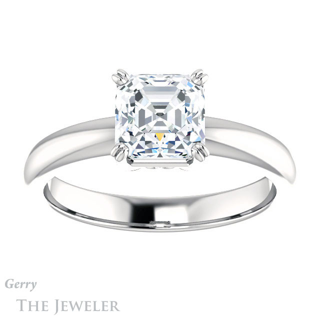 14k White Gold Asscher Cut Forever One Engagement Ring Setting #GTJ1243-asscher-fo-w