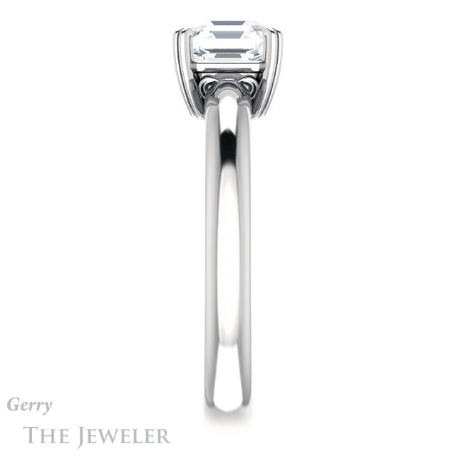14k White Gold Asscher Cut Forever One Engagement Ring Setting #GTJ1243-asscher-fo-w