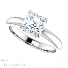 14k White Gold Asscher Cut Forever One Engagement Ring Setting #GTJ1243-asscher-fo-w
