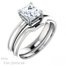 14k White Gold Asscher Cut Forever One Engagement Ring Setting #GTJ1243-asscher-fo-w