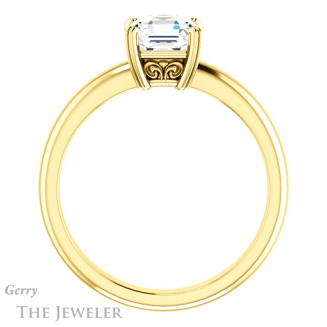 14k Yellow Gold Asscher Cut Forever One Engagement Ring Setting #GTJ1243-asscher-fo-y