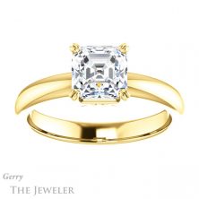 14k Yellow Gold Asscher Cut Forever One Engagement Ring Setting #GTJ1243-asscher-fo-y 1 14k Yellow Gold Asscher Cut Forever One Engagement Ring Setting #GTJ1243-asscher-fo-y