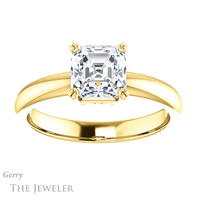 14k Yellow Gold Asscher Cut Forever One Engagement Ring Setting #GTJ1243-asscher-fo-y