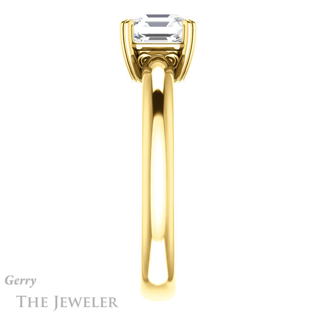 14k Yellow Gold Asscher Cut Forever One Engagement Ring Setting #GTJ1243-asscher-fo-y 3 14k Yellow Gold Asscher Cut Forever One Engagement Ring Setting #GTJ1243-asscher-fo-y