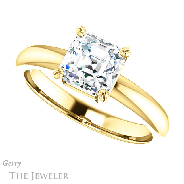 14k Yellow Gold Asscher Cut Forever One Engagement Ring Setting #GTJ1243-asscher-fo-y 5 14k Yellow Gold Asscher Cut Forever One Engagement Ring Setting #GTJ1243-asscher-fo-y