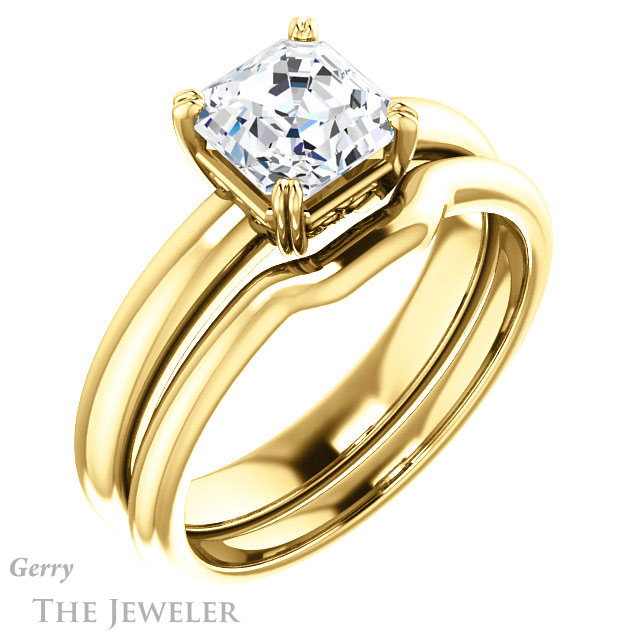 14k Yellow Gold Asscher Cut Forever One Engagement Ring Setting #GTJ1243-asscher-fo-y 6 14k Yellow Gold Asscher Cut Forever One Engagement Ring Setting #GTJ1243-asscher-fo-y