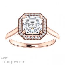 14k Rose Gold Asscher Cut Forever One Engagement Ring Setting #GTJ1247-asscher-fo-r