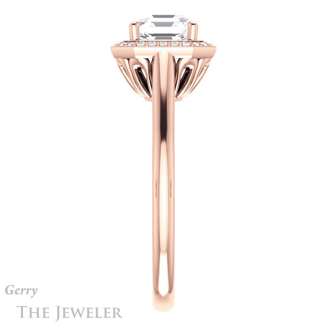 14k Rose Gold Asscher Cut Forever One Engagement Ring Setting #GTJ1247-asscher-fo-r