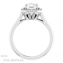 14k White Gold Asscher Cut Forever One Engagement Ring Setting #GTJ1247-asscher-fo-w 2 14k White Gold Asscher Cut Forever One Engagement Ring Setting #GTJ1247-asscher-fo-w