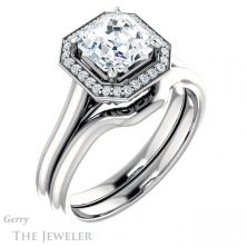 14k White Gold Asscher Cut Forever One Engagement Ring Setting #GTJ1247-asscher-fo-w 6 14k White Gold Asscher Cut Forever One Engagement Ring Setting #GTJ1247-asscher-fo-w