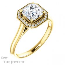 14k Yellow Gold Asscher Cut Forever One Engagement Ring Setting #GTJ1247-asscher-fo-y 4 14k Yellow Gold Asscher Cut Forever One Engagement Ring Setting #GTJ1247-asscher-fo-y
