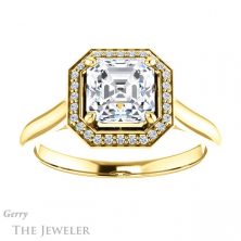 14k Yellow Gold Asscher Cut Forever One Engagement Ring Setting #GTJ1247-asscher-fo-y 1 14k Yellow Gold Asscher Cut Forever One Engagement Ring Setting #GTJ1247-asscher-fo-y