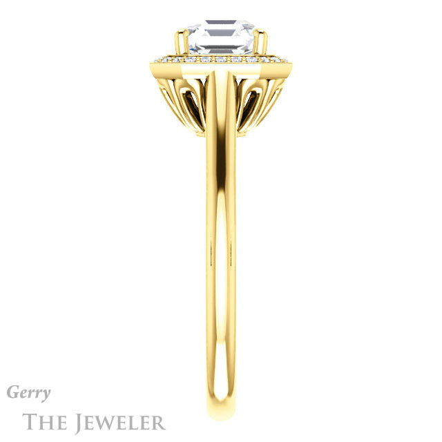 14k Yellow Gold Asscher Cut Forever One Engagement Ring Setting #GTJ1247-asscher-fo-y 3 14k Yellow Gold Asscher Cut Forever One Engagement Ring Setting #GTJ1247-asscher-fo-y