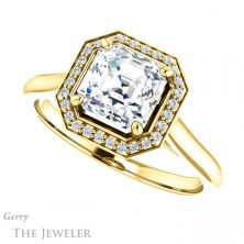 14k Yellow Gold Asscher Cut Forever One Engagement Ring Setting #GTJ1247-asscher-fo-y 5 14k Yellow Gold Asscher Cut Forever One Engagement Ring Setting #GTJ1247-asscher-fo-y