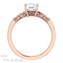14k Rose Gold Asscher Cut Forever One Engagement Ring Setting #GTJ1249-asscher-fo-r