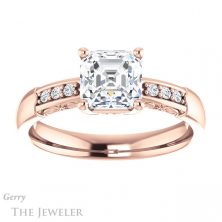 14k Rose Gold Asscher Cut Forever One Engagement Ring Setting #GTJ1249-asscher-fo-r