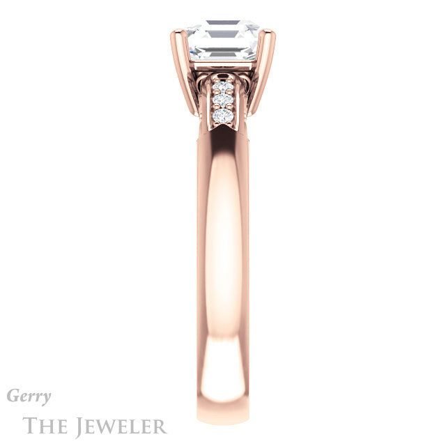 14k Rose Gold Asscher Cut Forever One Engagement Ring Setting #GTJ1249-asscher-fo-r
