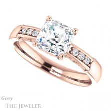 14k Rose Gold Asscher Cut Forever One Engagement Ring Setting #GTJ1249-asscher-fo-r