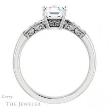 14k White Gold Asscher Cut Forever One Engagement Ring Setting #GTJ1249-asscher-fo-w