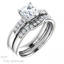 14k White Gold Asscher Cut Forever One Engagement Ring Setting #GTJ1249-asscher-fo-w