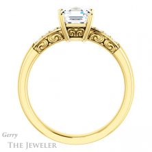 14k Yellow Gold Asscher Cut Forever One Engagement Ring Setting #GTJ1249-asscher-fo-y