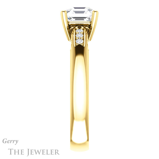 14k Yellow Gold Asscher Cut Forever One Engagement Ring Setting #GTJ1249-asscher-fo-y