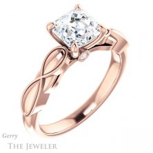 14k Rose Gold Asscher Cut Forever One Engagement Ring Setting #GTJ1250-asscher-fo-r